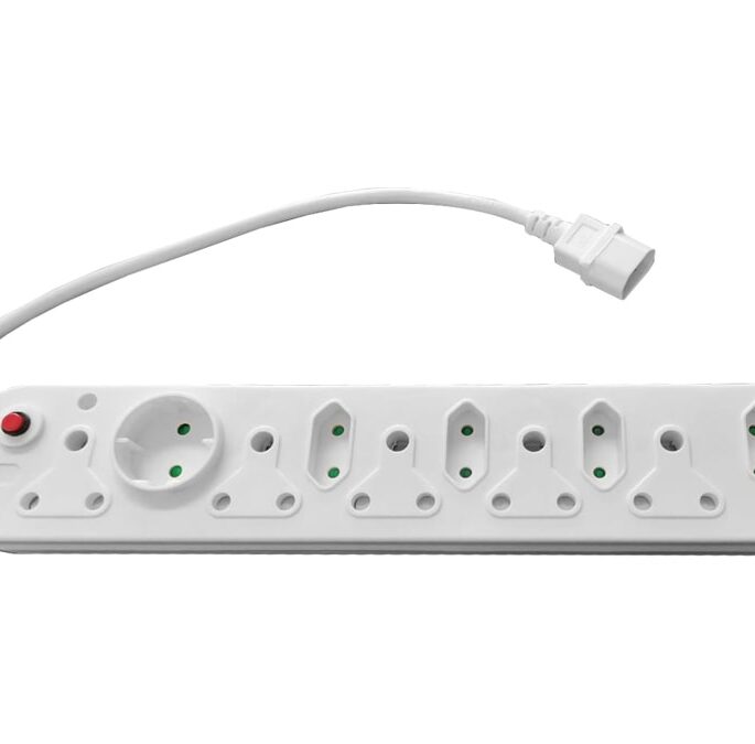 Multi Plug 5x16A 5x5A 0.5m IEC Cord White