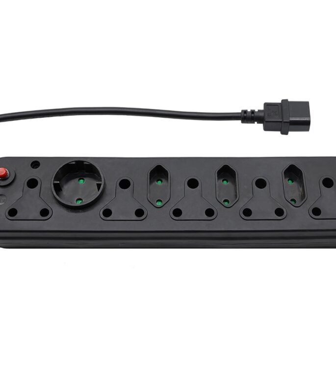 Multi Plug 5x16A 5x5A 0.5m IEC Cord Black