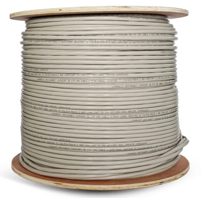 Linkbasic 305m Drum Cat5e Solid Shielded Grey FTP Cable