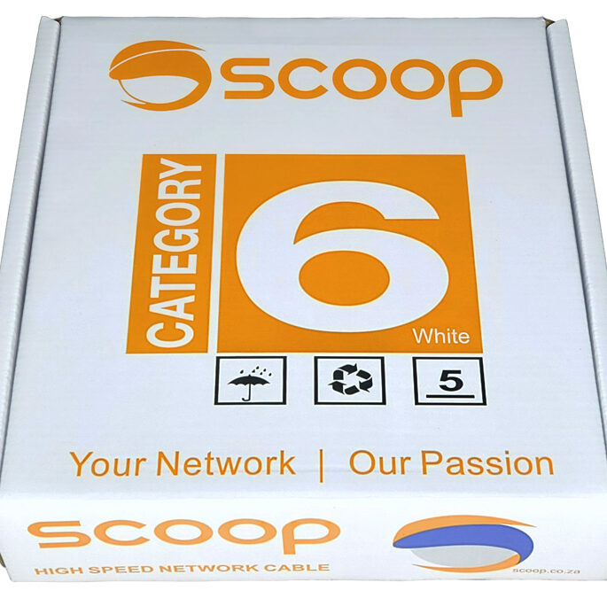 Scoop 100m Box Cat6 CCA White UTP Cable