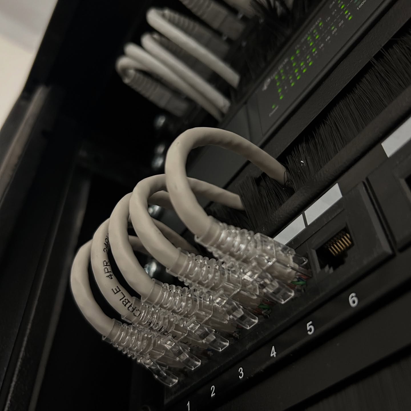 Technician terminating ethernet cables