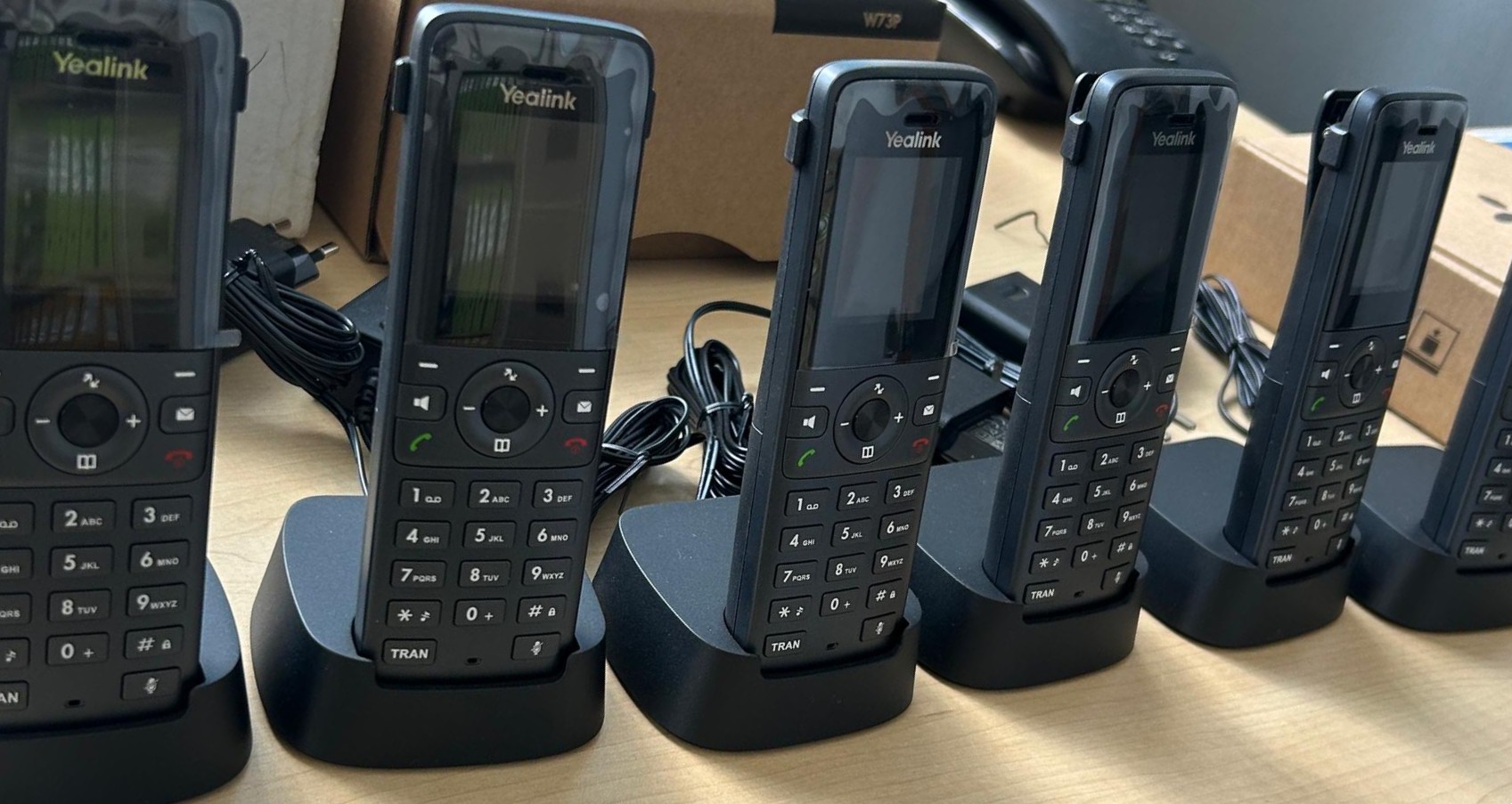 Office reception desk with IP phone